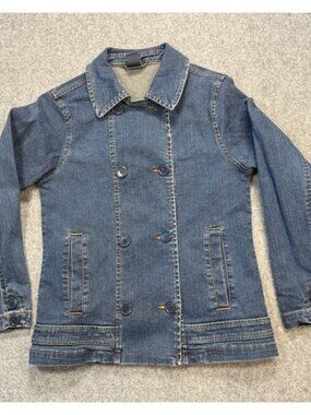 Girl's Gap Denim Double‎ Breasted Denim Blue Jean Jacket Size XL Size 12